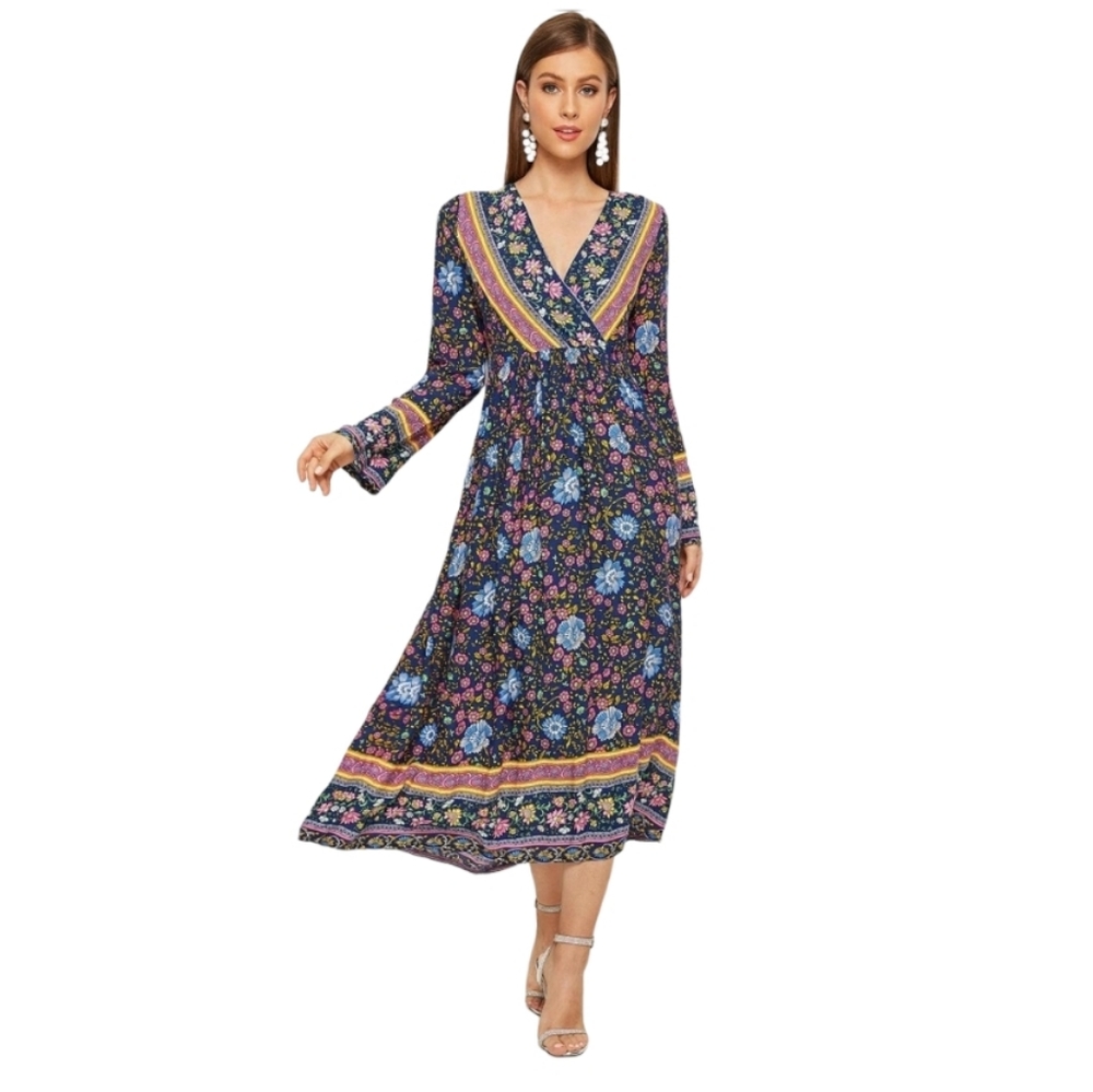 NWT Zesizca Floral Boho Print Maxi Dress